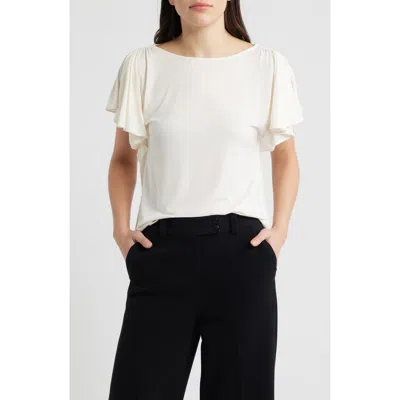 Anne Klein Cascade Flutter Sleeve Top In White