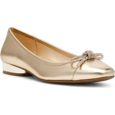 Anne Klein Women's Cassidy Rhinestone Bow Ballet Flats In Light Gold