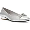 Anne Klein Cassidy Womens Bow Manmade Ballet Flats In Silver