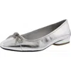 Anne Klein Cassidy Womens Bow Manmade Ballet Flats In Silver