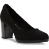 Anne Klein Women's Graham Round Toe Block Heel Pumps In Black Stretch