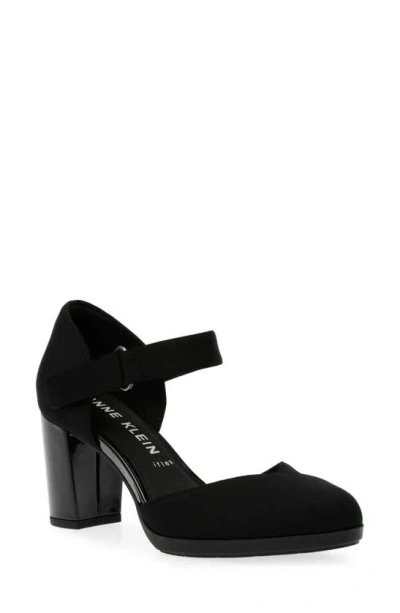 Anne Klein Catharina Ankle Strap Pump In Black Stretch