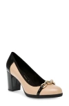 Anne Klein Celina Chain Block Heel Pump In Nude/black