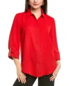Anne Klein Chain Roll Tab Shirt In Red