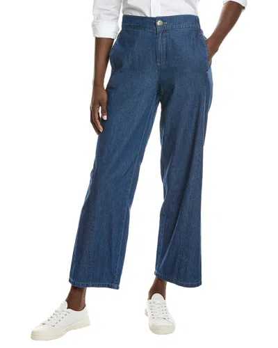 Anne Klein Chambray Wide Leg Pant In Blue