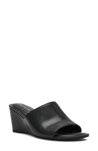 Anne Klein Charisma Wedge Slide Sandal In Black