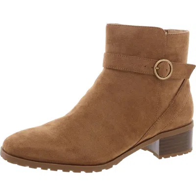 Anne Klein Charlton Womens Leather Ankle Booties In Brown