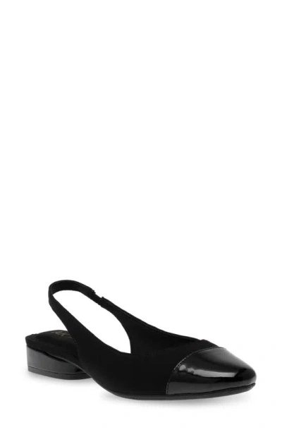 Anne Klein Chaya Cap Toe Slingback Flat In Black ModeSens