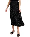 Anne Klein Polka Dot Pleat Midi Skirt In Anne Black,anne White