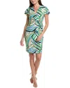 Anne Klein Plus Size Flutter-sleeve Classic Faux-wrap Dress In Green