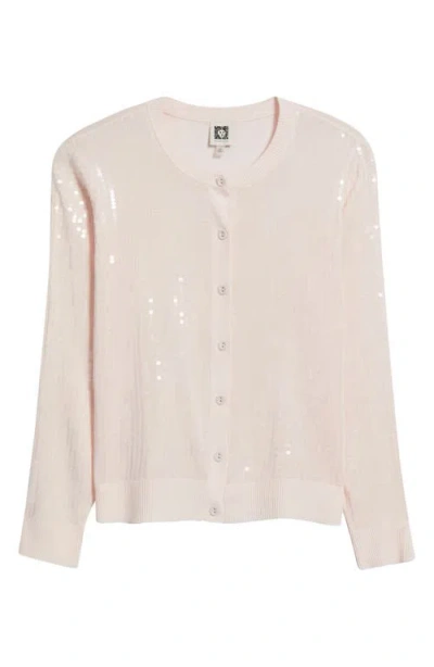 Anne Klein Clear Sequin Cardigan In White