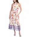 Anne Klein Patio Floral Print Halter Neck Clip Dot Midi Dress