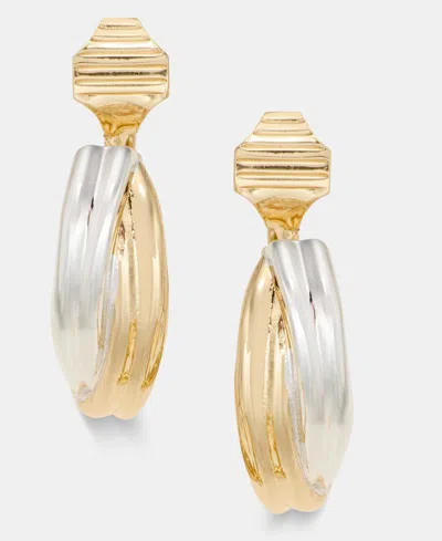Anne Klein Clip-on Twisted Hoop Earrings In Gold