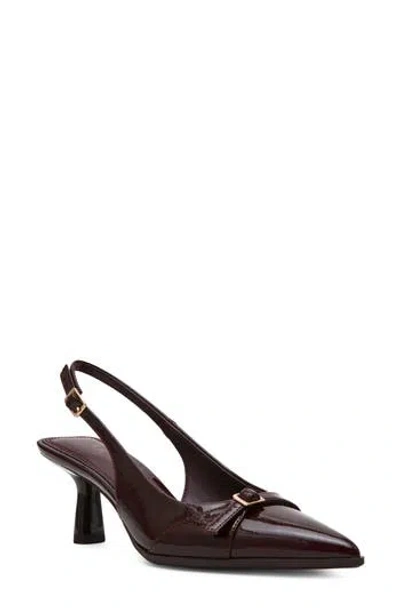 Anne Klein Cobbler Faux Leather Slingback Pump In Burgundy