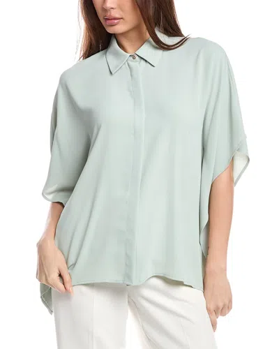 Anne Klein Collared Dolman Sleeve Shirt In Green