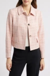 ANNE KLEIN ANNE KLEIN COLLARED TWEED CROP JACKET