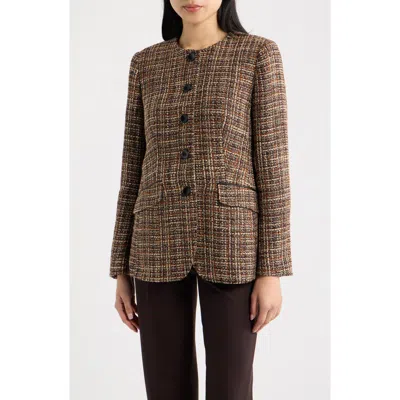 Anne Klein Collarless Blazer In Brown