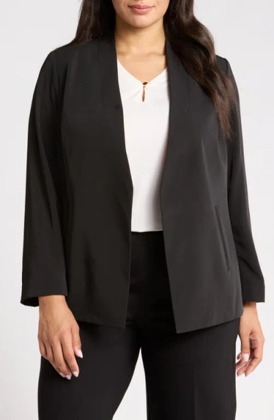 Anne Klein Collarless Gabardine Jacket In Black