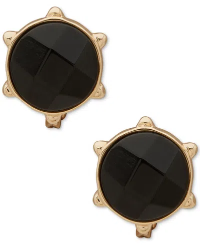 Anne Klein Colored Stone Nailhead Comfort Clip On Earrings In Black