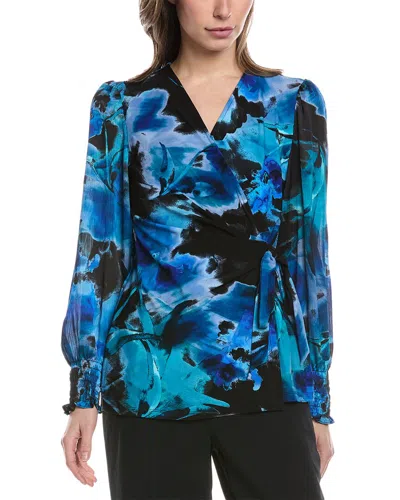 ANNE KLEIN ANNE KLEIN CONTRAST SLEEVE WRAP TOP