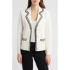 Anne Klein Notch Collar Braided Trim Blazer In White Dove