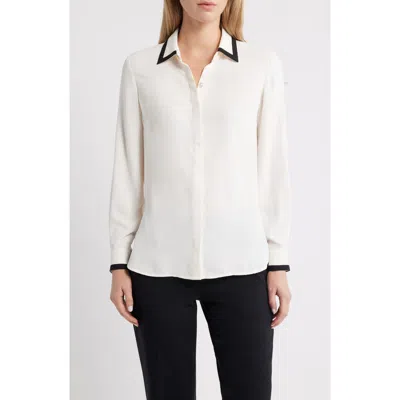 Anne Klein Contrast Trim Shirt In White