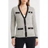 Anne Klein Knit Houndstooth Cardigan In Gray
