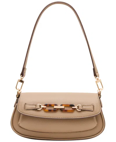 Anne Klein Convertible Flap Small Shoulder Handbag In Brown