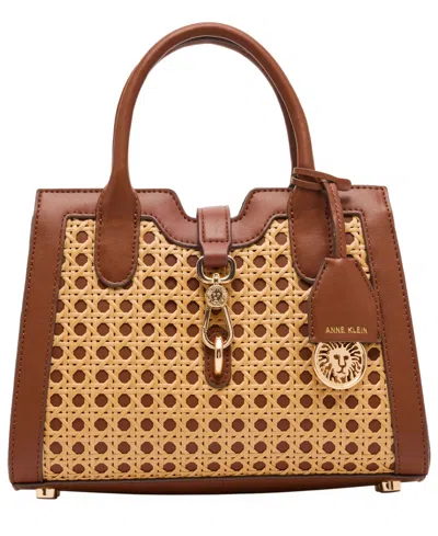 Anne Klein Convertible Small Top Handle Satchel Bag In Brown