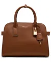 Anne Klein Convertible Strap Medium Curved Satchel Bag In Brown