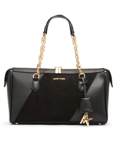 Anne Klein Convertible Strap Medium Satchel Handbag In Black
