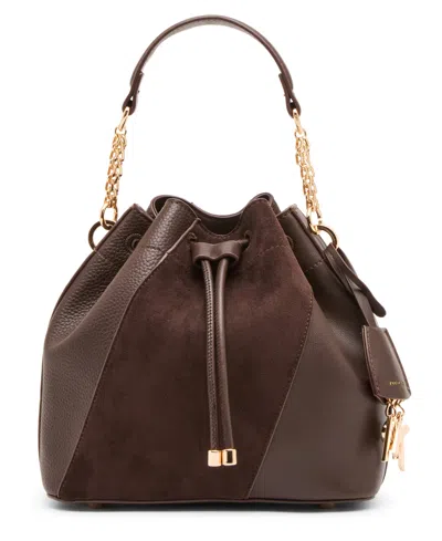 Anne Klein Convertible Strap Small Bucket Handbag In Brown