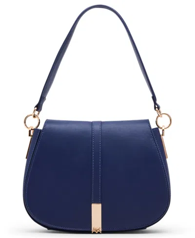 Anne Klein Convertible Strap Small Saddle Bag In Blue
