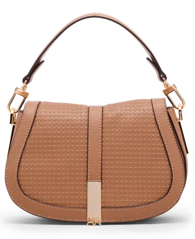 Anne Klein Convertible Strap Small Saddle Bag In Brown