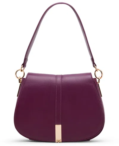 Anne Klein Convertible Strap Small Saddle Bag In Purple