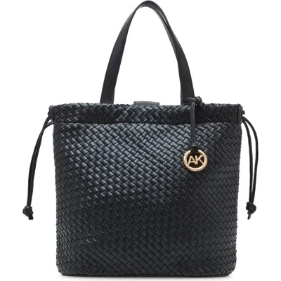 Anne Klein Convertible Woven Tote Bag In Black