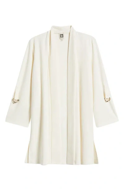 Anne Klein Cool Crepe Open Front Jacket In White Dove