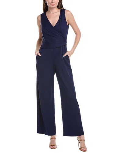 Anne Klein Cool Crepe V-neck Jumpsuit In Distant Mountain