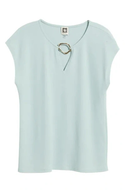 Anne Klein Cool Crepe V-neck Top In Green