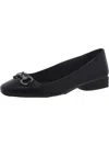 Anne Klein Cora Womens Chain Textured Ballet Flats In Black