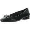 Anne Klein Cora Womens Chain Textured Ballet Flats In Black Smooth