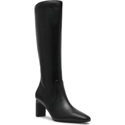 Anne Klein Corbin Knee High Faux Leather Boot In Black