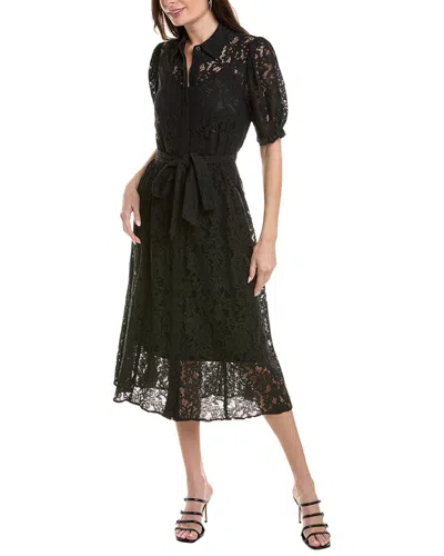 Anne Klein Corded Lace Shirtdress In Black