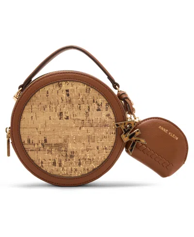 Anne Klein Cork Circle Small Crossbody Bag In Brown