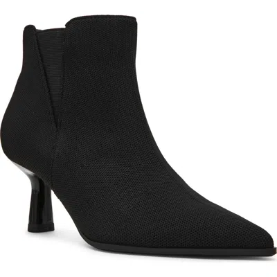 Anne Klein Cormack Croc Embossed Faux Leather Bootie In Black Fly Knit