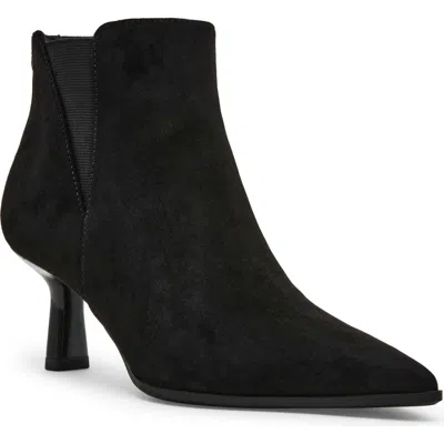 Anne Klein Cormack Croc Embossed Faux Leather Bootie In Black Microsuede