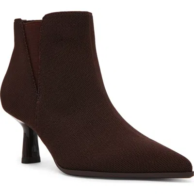 Anne Klein Cormack Croc Embossed Faux Leather Bootie In Brown Fly Knit