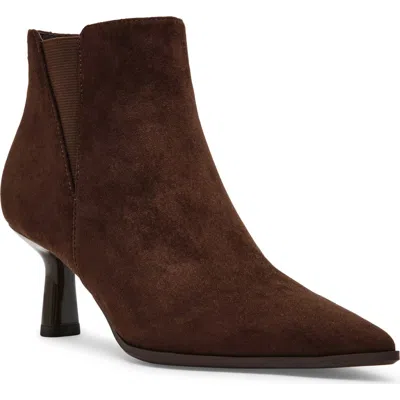 Anne Klein Cormack Croc Embossed Faux Leather Bootie In Brown Microsuede