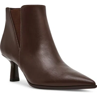 Anne Klein Cormack Croc Embossed Faux Leather Bootie In Brown Nappa Pu