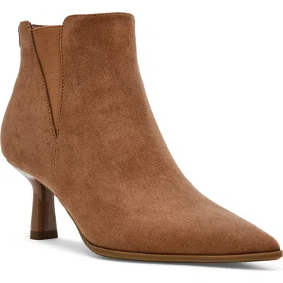 Anne Klein Cormack Croc Embossed Faux Leather Bootie In Truffle Microsuede